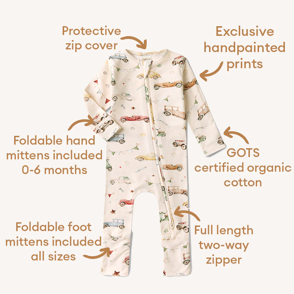 Vintage Cars Organic Snugglesuit Convertible Romper - Image 7
