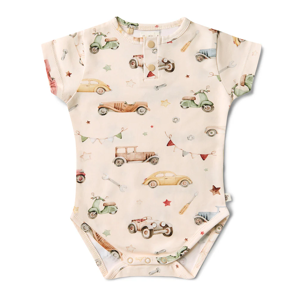 Vintage Cars Short Sleeve Organic Bodysuit - Image 2