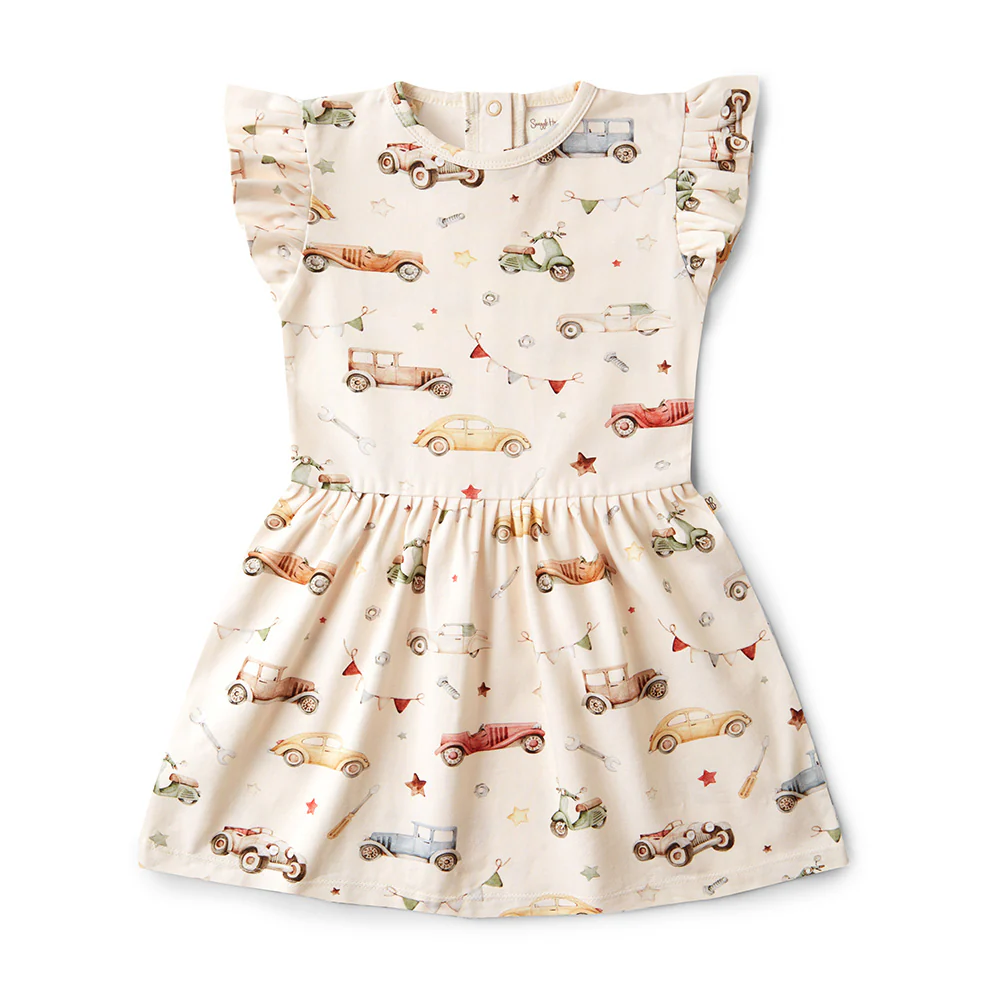 Vintage Cars Short Sleeve Organic Dress - Image 8