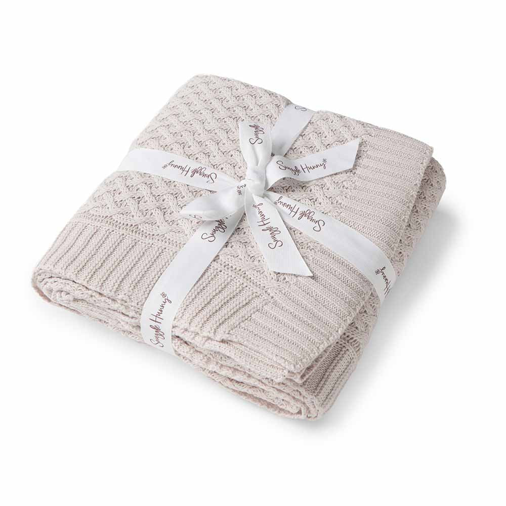 Warm Grey Diamond Knit Organic Baby Blanket - Image 2