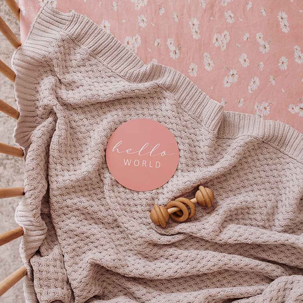 Warm Grey Diamond Knit Organic Baby Blanket - Image 4