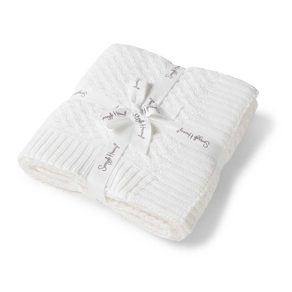 White Diamond Knit Organic Baby Blanket - Image 2