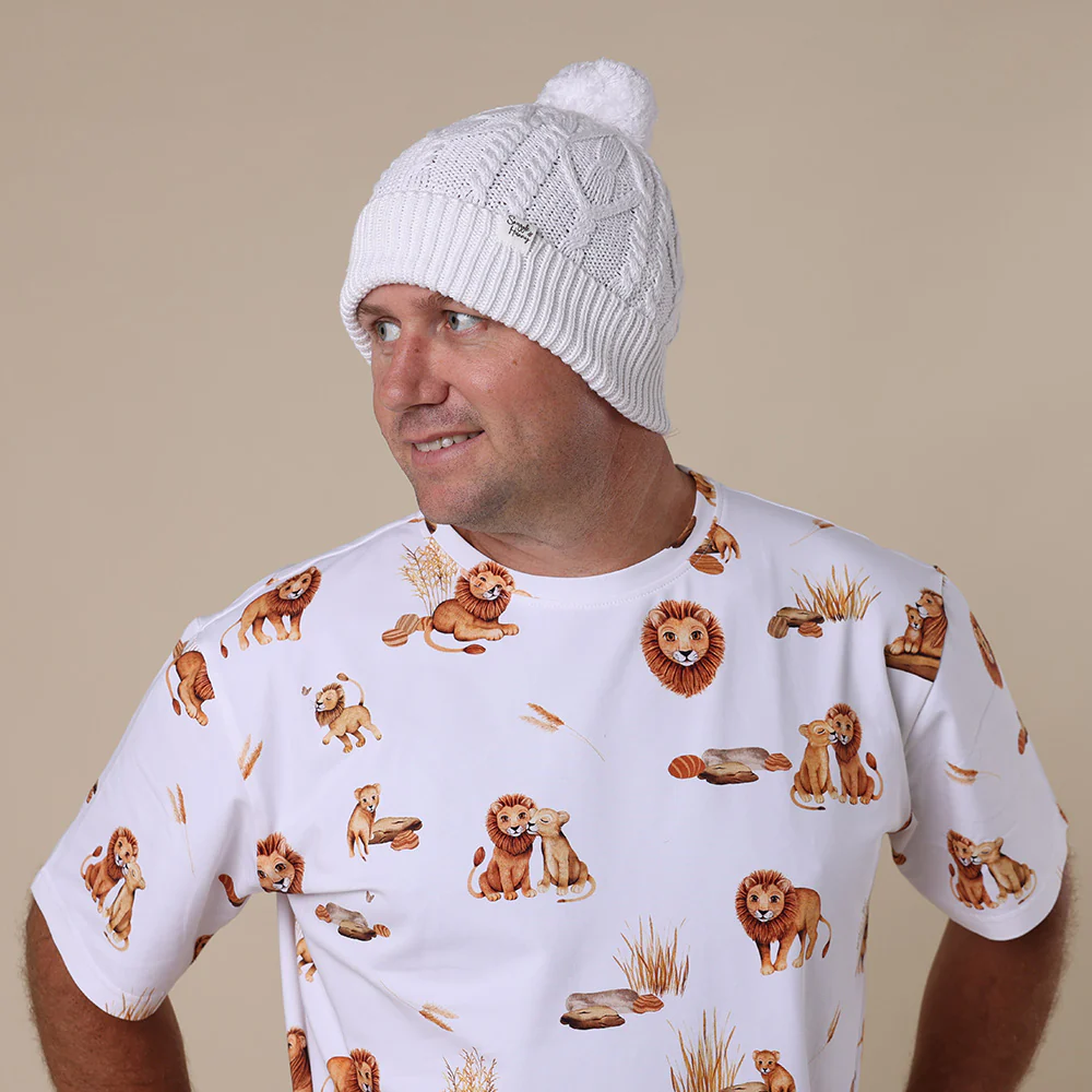 White Organic Adult Knit Beanie - Image 3