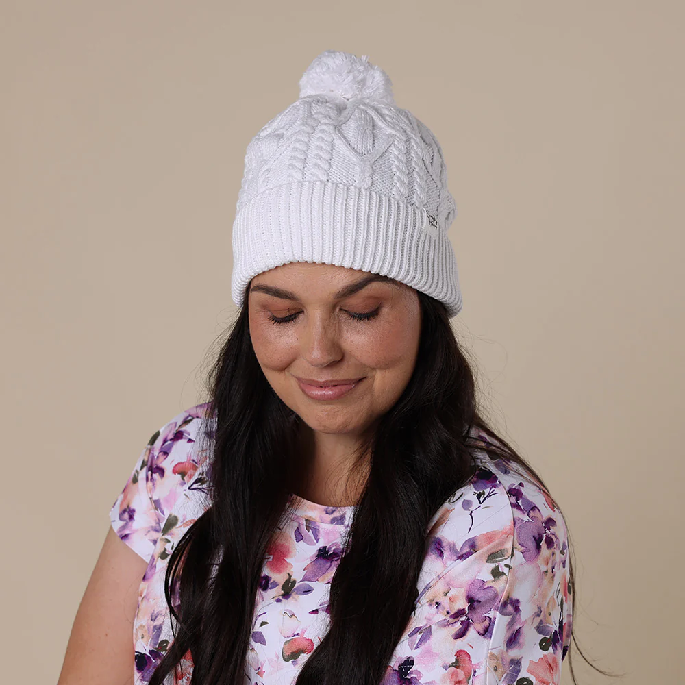 White Organic Adult Knit Beanie - Image 6