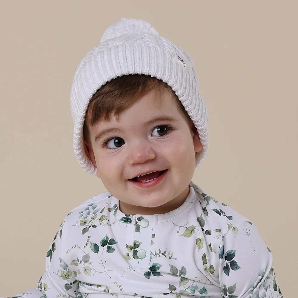 White Organic Baby Knit Beanie - Image 3