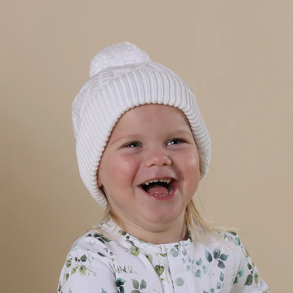 White Organic Baby Knit Beanie - Image 5