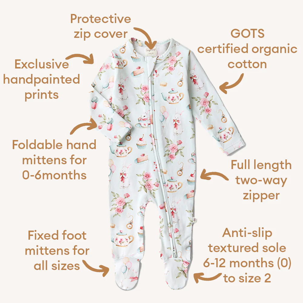White Rabbit Organic Snuggle Sleepsuit Zip Footie - Image 7