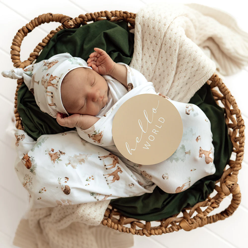 Woodland Tales Organic Jersey Wrap & Beanie Set - Image 4
