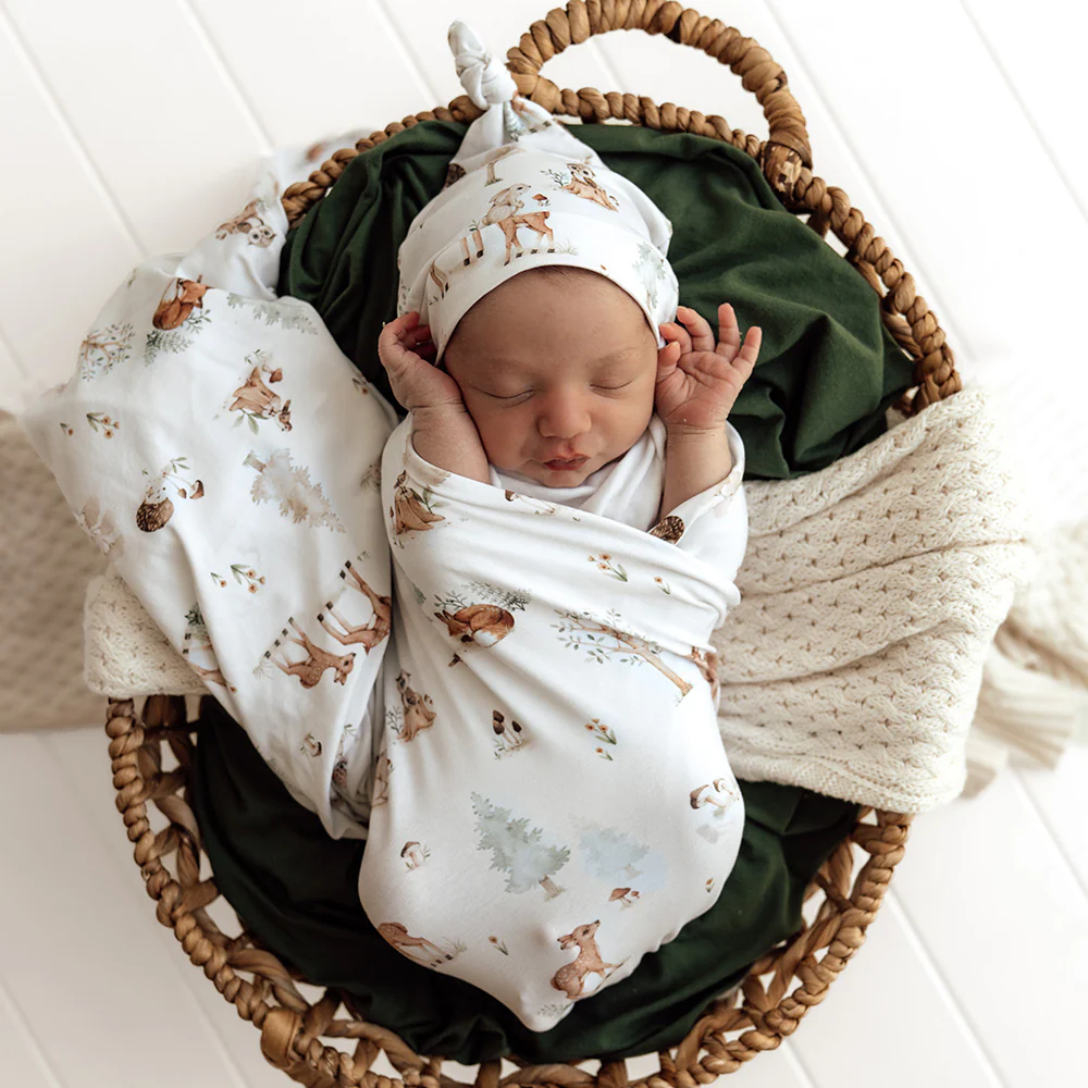 Woodland Tales Organic Jersey Wrap & Beanie Set - Image 5